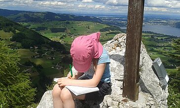 Eintrag ins Gipfelbuch am Lärlkogel