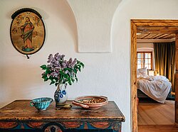 Blick ins Schlaftzimmer im Exclusive Hideaway Bauernhaus im Dörfl